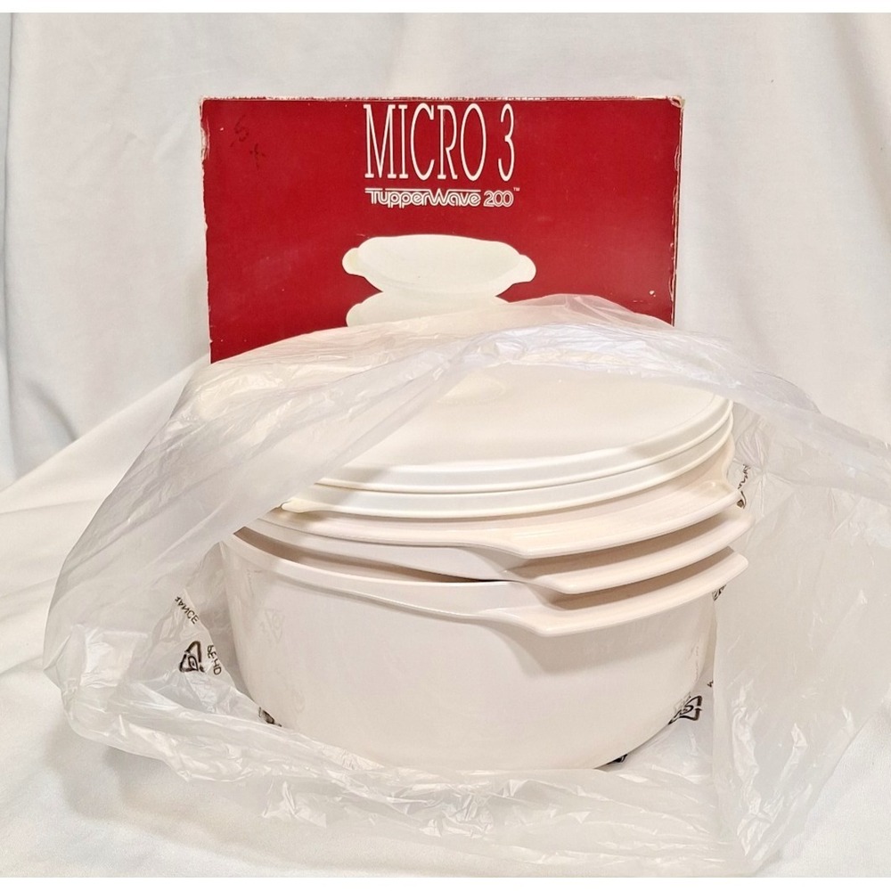 TUPPERWARE 200 Micro 3 Microwave Stack Cooking System 5 Piece incl 2 Lids